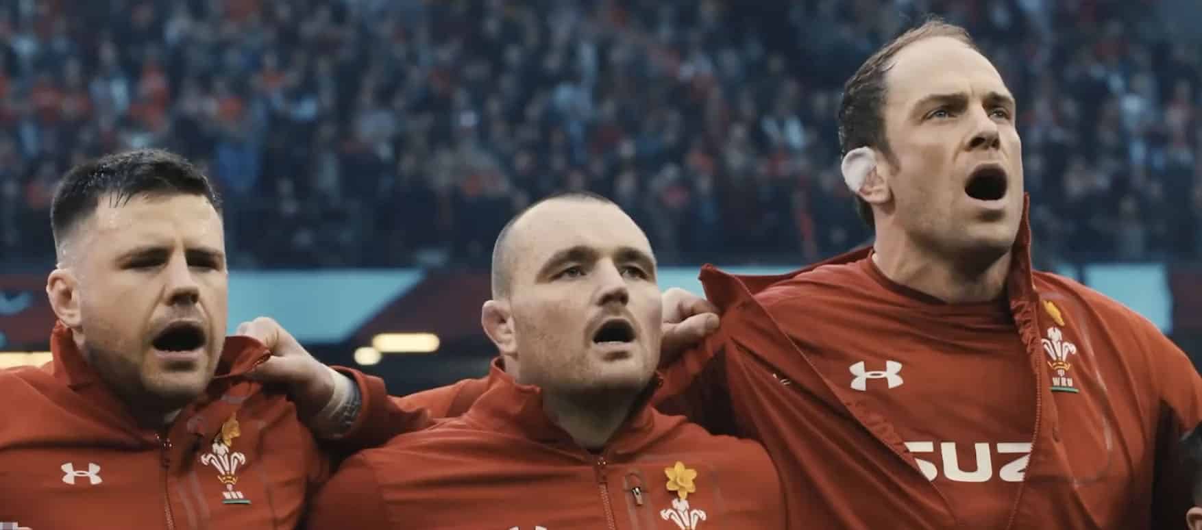 Sports Video Production of Welsh Rugby Players singing the welsh national anthem before a match by Vermillion Films Video Production Birmingham