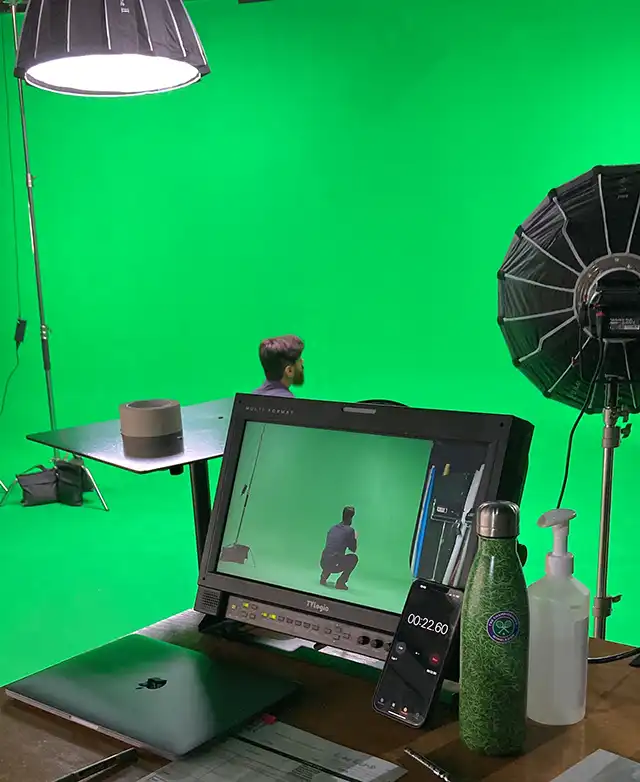 Video Production taking place in a green screen studio